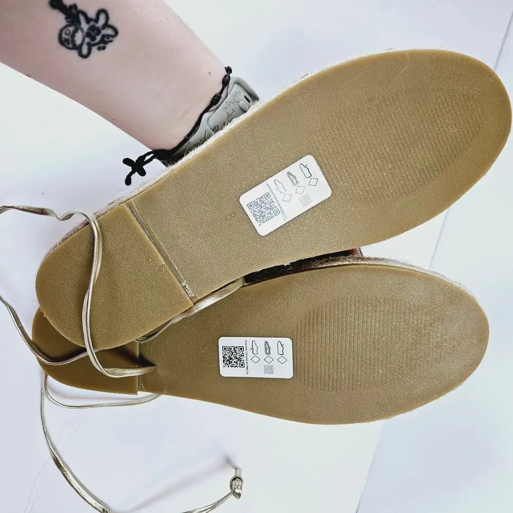 asos Design Jukebox‎ Beaded Two Part Espadrilles in Gold Mermaidcore Women's 10